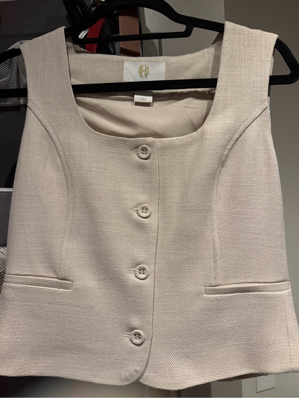 Cream Button-Front Vest